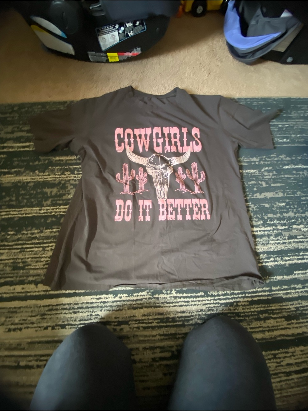 & Other Stories Brown Tee with Pink Cowgirls Graphic